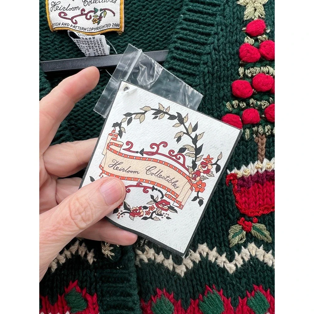 Heirloom Collectibles Sweater Womens L VTG Christmas Vest Green Tree NWT - Picture 6 of 11